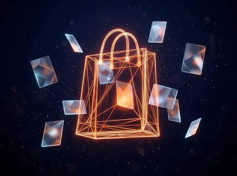 Holographic wireframe shopping bag