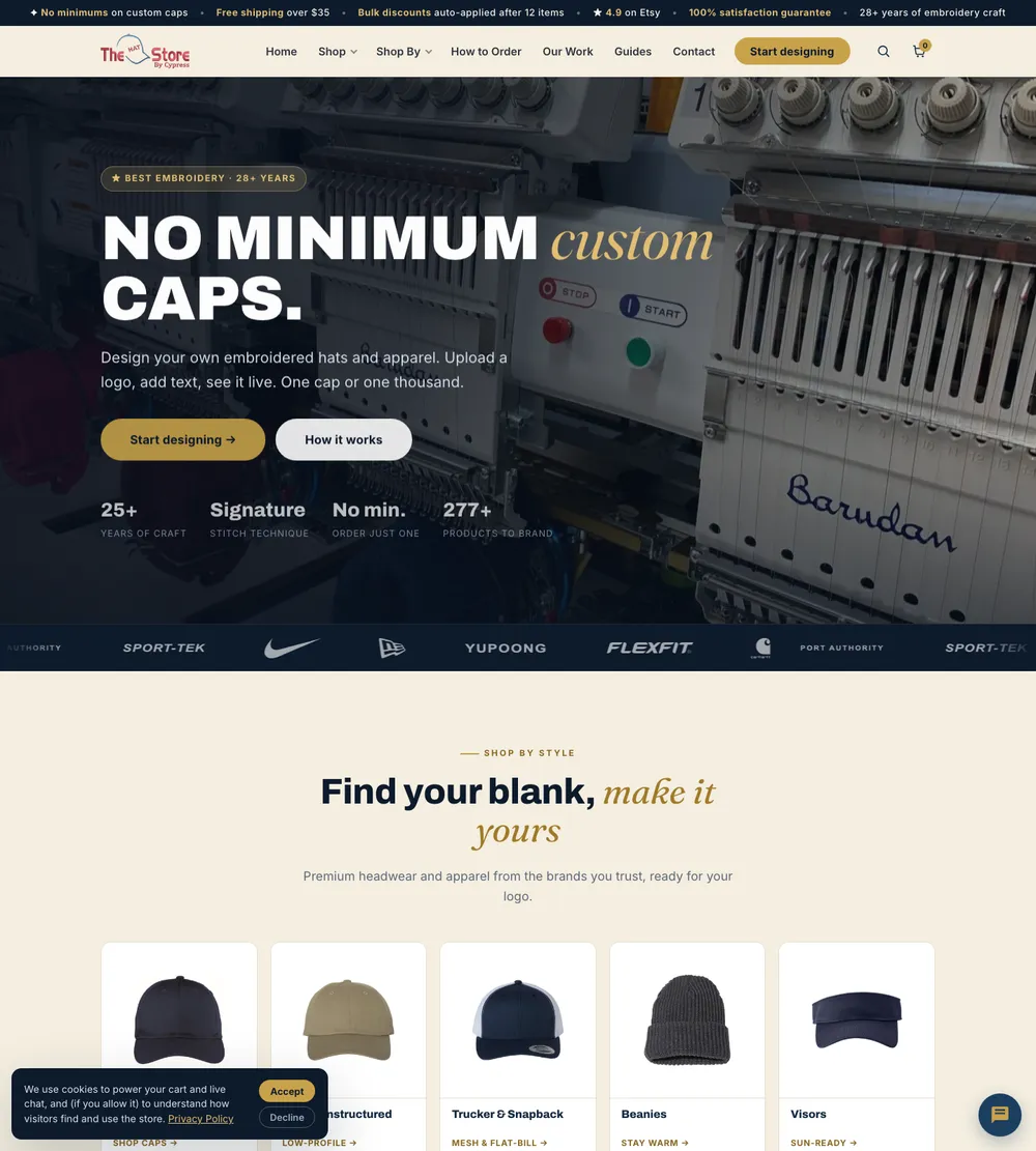 The Hat Store by Cypress — custom caps e-commerce